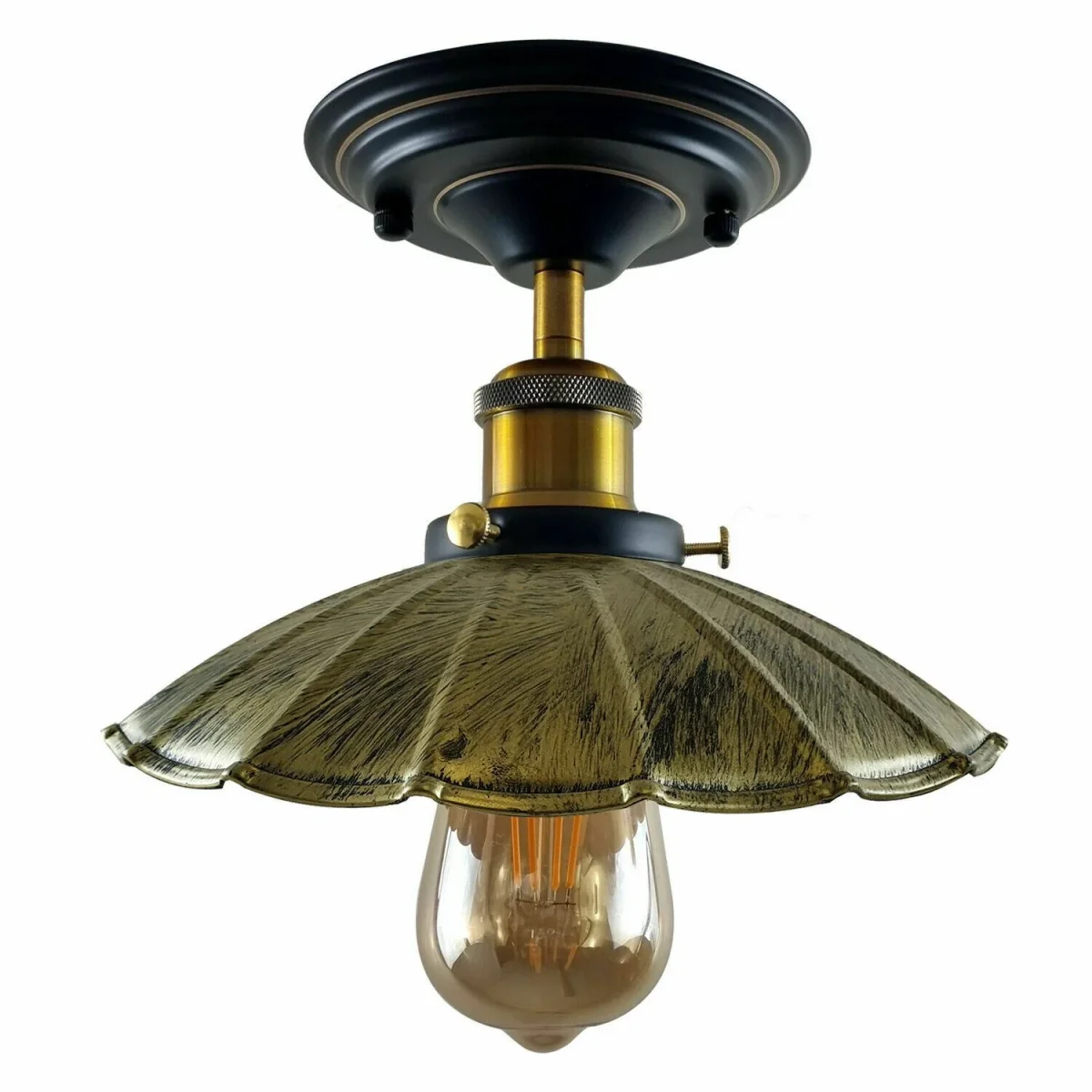 Brass Semi-flush Bedroom Ceiling Fixture ~1230 - Image 8