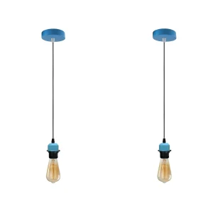 Blue Adjustable Ceiling 2 pcs E27 Pendant Light Holder ~4226