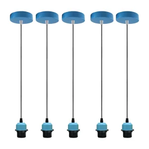 5Pack Blue Pendant Light,E27 Lamp Holder Ceiling Hanging Light,PVC Cable~4236
