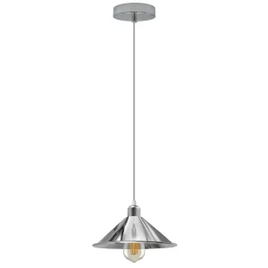 Chrome Pendant Shade Hanging Light Cord E27 Electroplated Metal Lamp Shade~4292