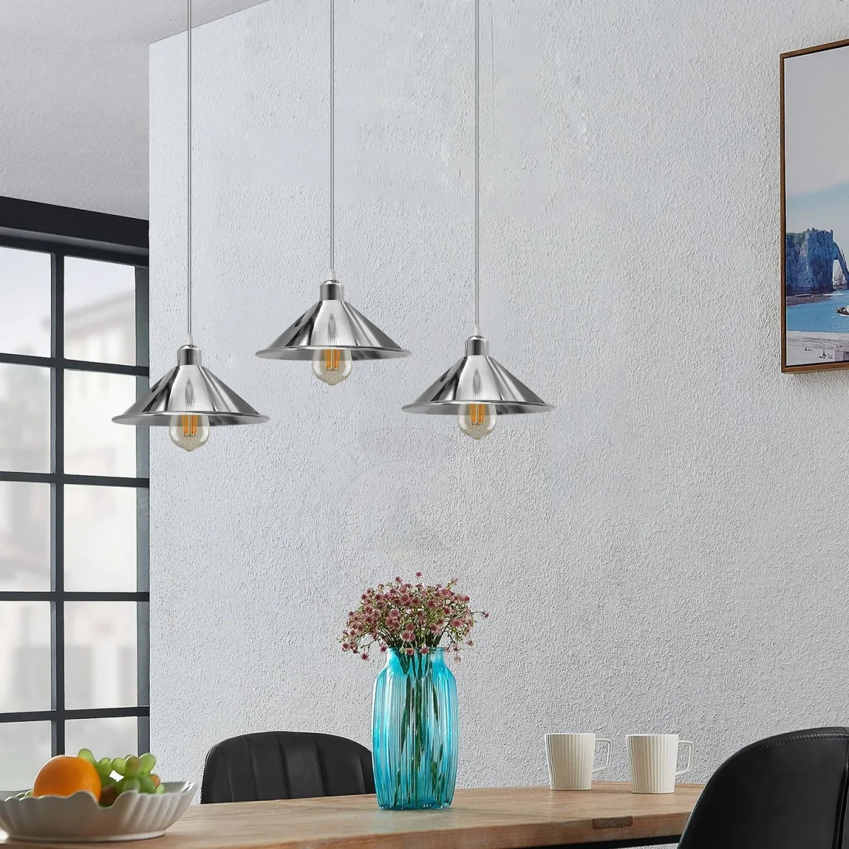 Silver Metal Pendant Light With 95cm Cable ~4290 - Image 9