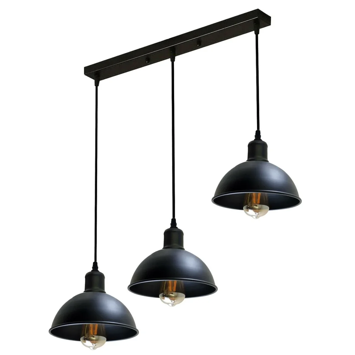 3 Light Pendant - Black Industrial Hanging Lamp ~1242 - Image 6