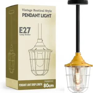Industrial pipe ceiling pendant light kit with Conduit Fisherman Cage ~ 6114