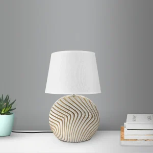Modern Lampshade Ceramic Wave Line base Plug in Table Lamps ~5159
