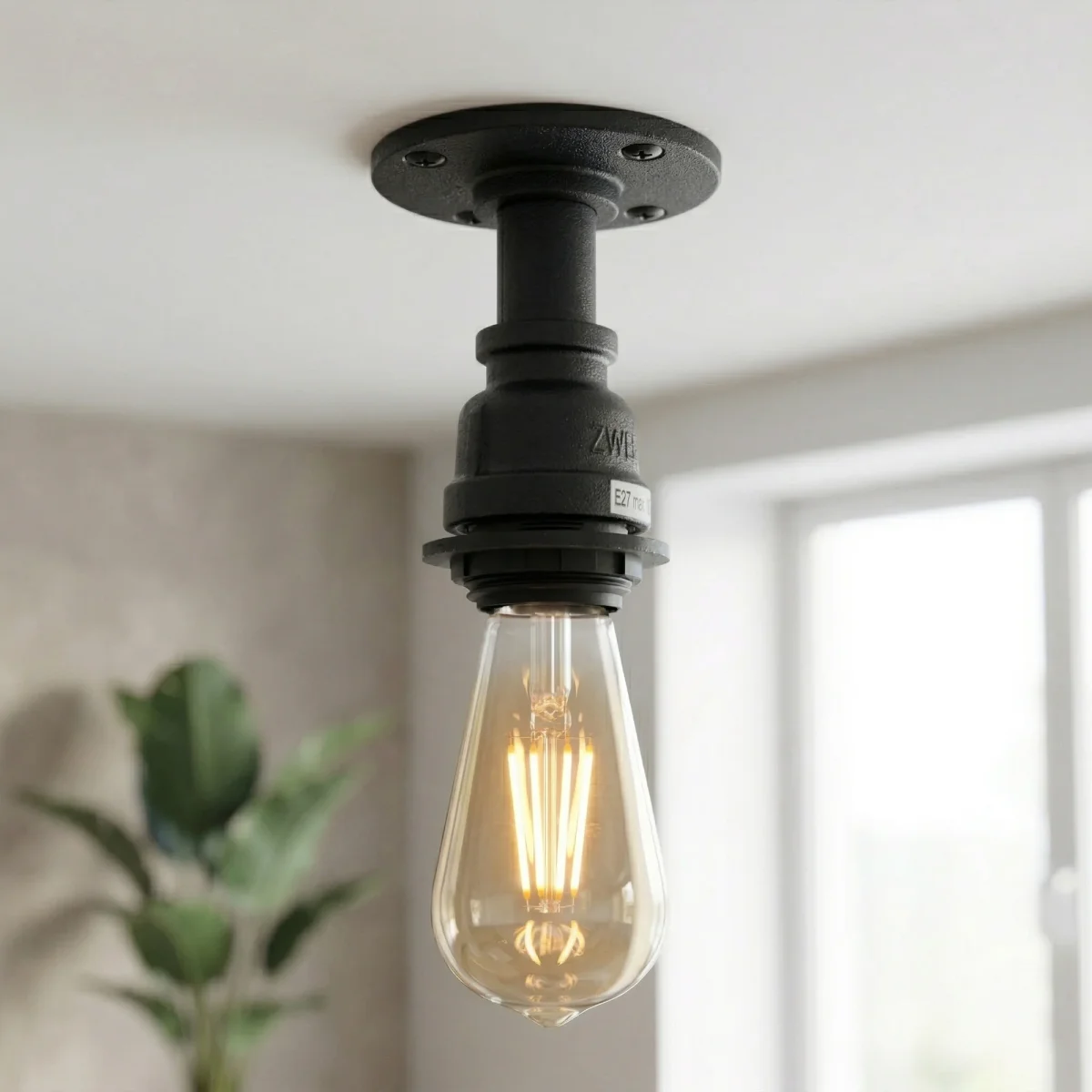 E27 Steampunk Flush Mount Pipe Ceiling Light ~6547 - Image 6