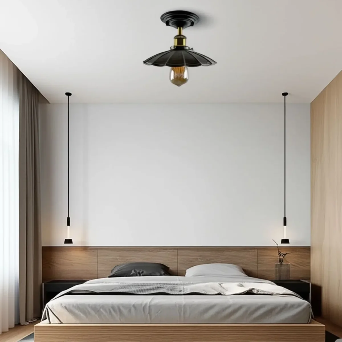 Brass Semi-flush Bedroom Ceiling Fixture ~1230