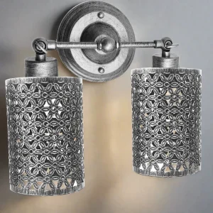 Modern Retro Brushed Silver Vintage Industrial Wall Mounted Lights Rustic Wall Sconce Lamps Fixture~2275