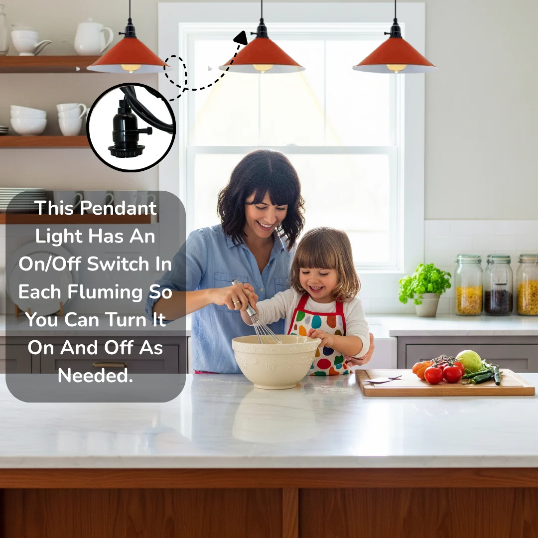 Kitchen Island 3 Light Pendant Light With Fluming Switch ~6187 - Image 5