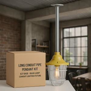 3/4 Entry Lantern Caged Steampunk Pipe Conduit Pendant Light Kit ~6102