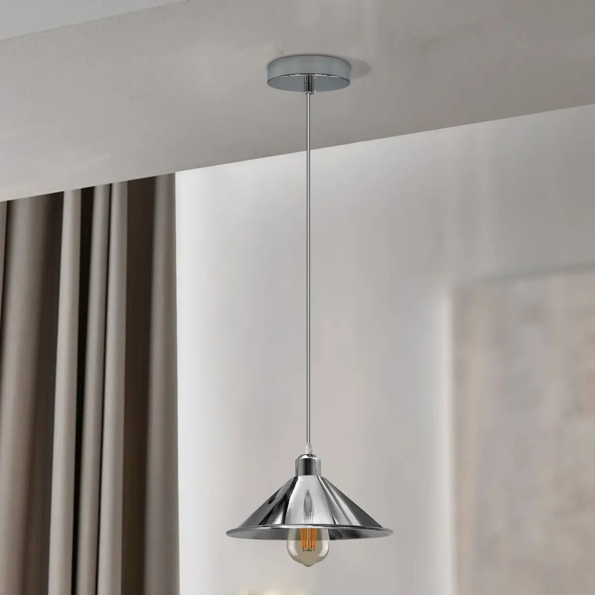 Silver Metal Pendant Light With 95cm Cable ~4290 - Image 3